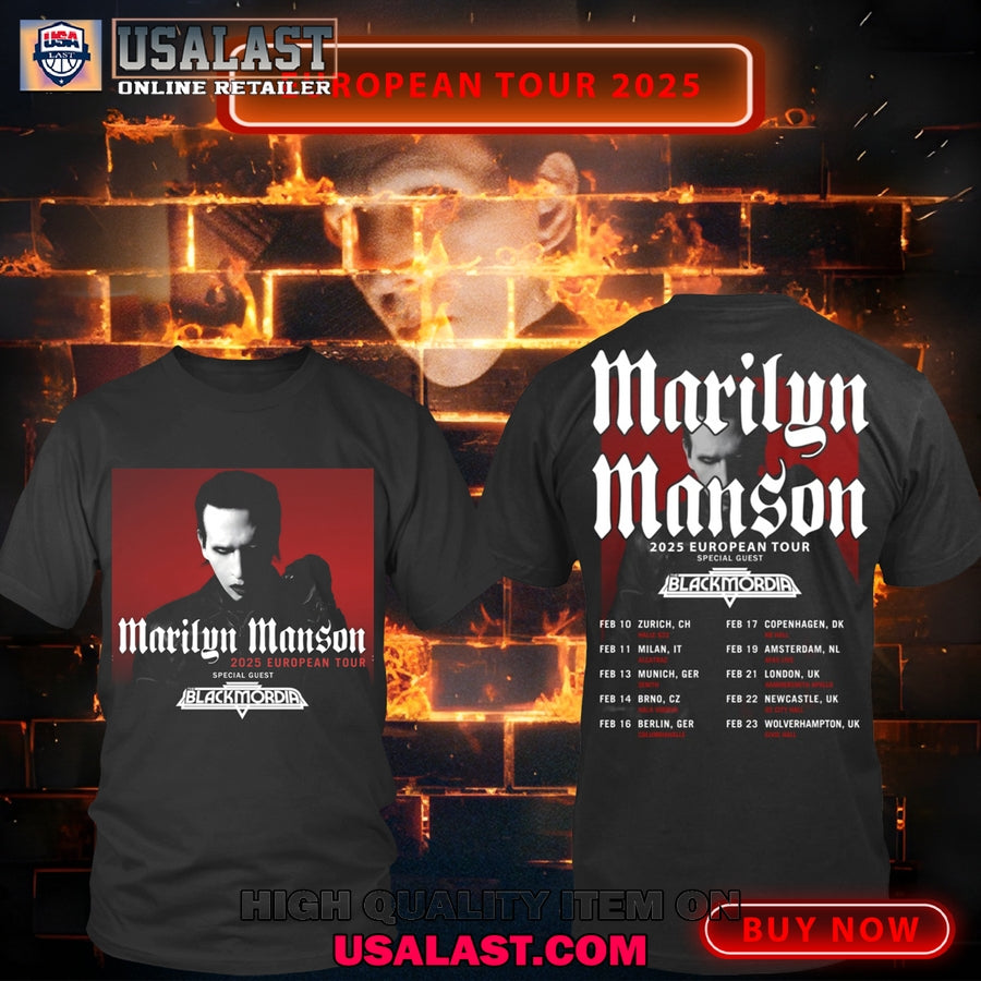Marilyn Manson 2025 European Tour - Adult & Kids T-Shirts, Sweatshirts & Hoodies apparel design preview 1