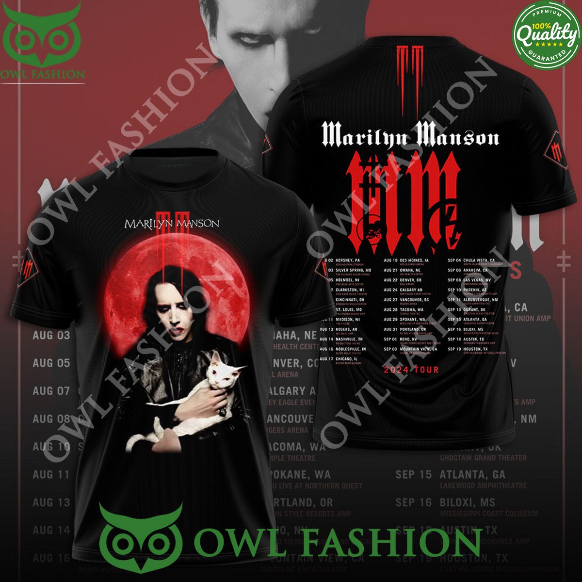 Marilyn Manson Twins of Evil 2024 Tour - Adult & Kids T-Shirts, Sweatshirts & Hoodies apparel design preview 1