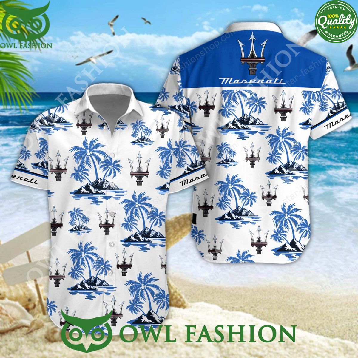 Maserati Luxury Motor Brand Hawaiian and Shorts - Adult & Kids T-Shirts, Sweatshirts & Hoodies apparel design preview 1