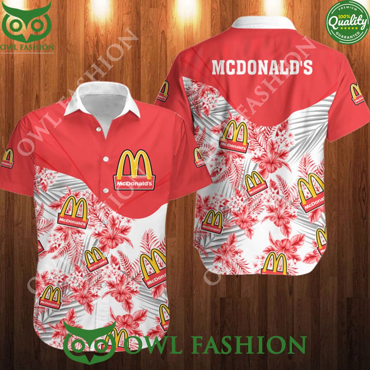 McDonald's fast food chain floral summer hawaiian - Adult & Kids T-Shirts, Sweatshirts & Hoodies apparel design preview 1