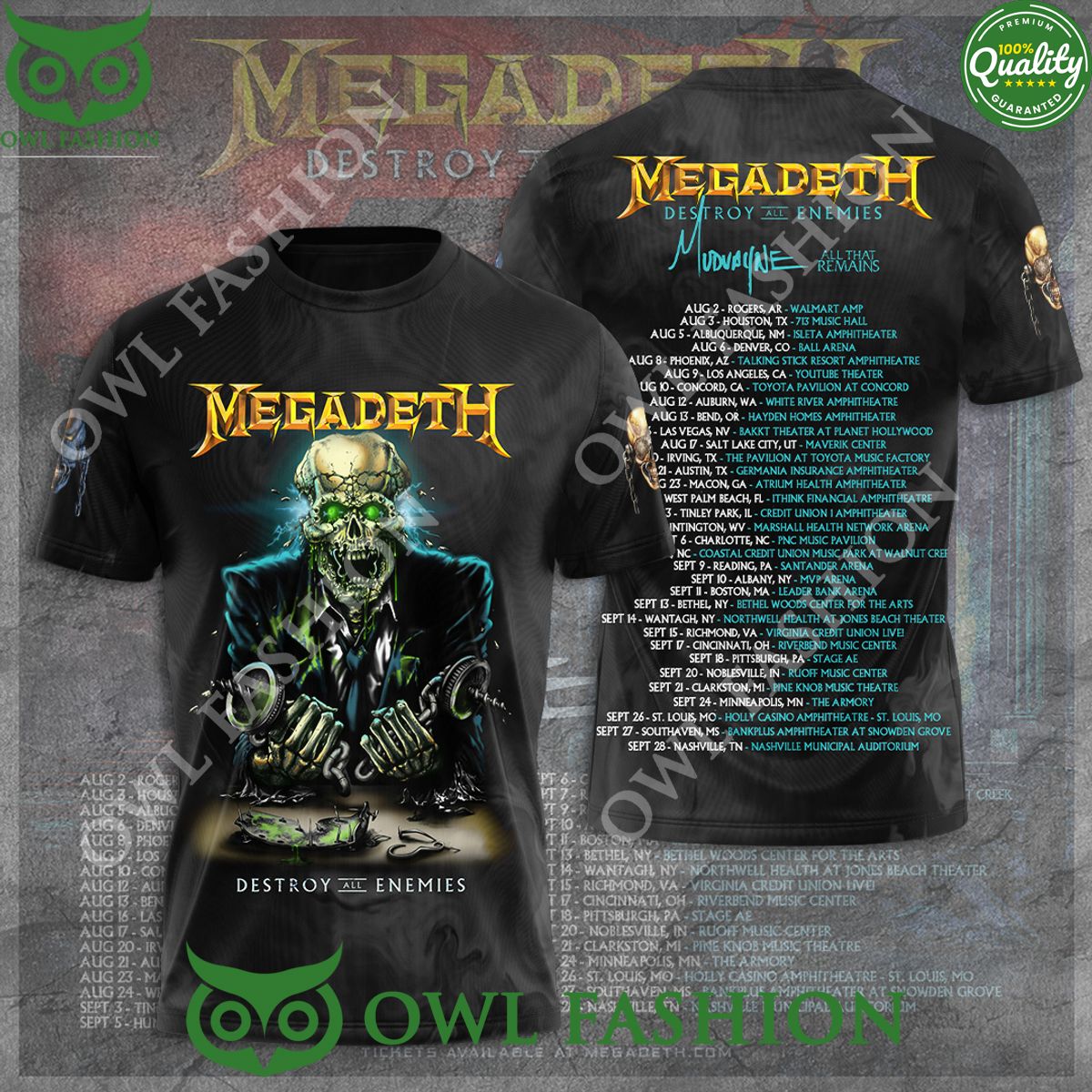 Megadeth Band Tour Destroy All Enemies List 3D - Adult & Kids T-Shirts, Sweatshirts & Hoodies apparel design preview 1