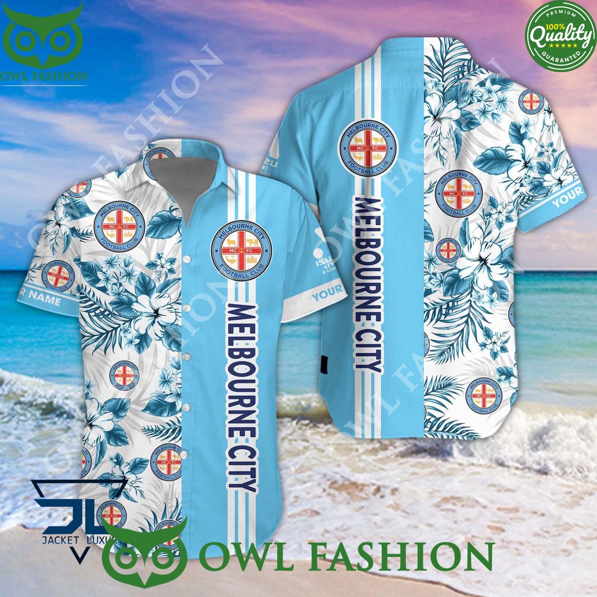 Melbourne City FC A League Football Hawaiian and - Adult & Kids T-Shirts, Sweatshirts & Hoodies apparel design preview 1