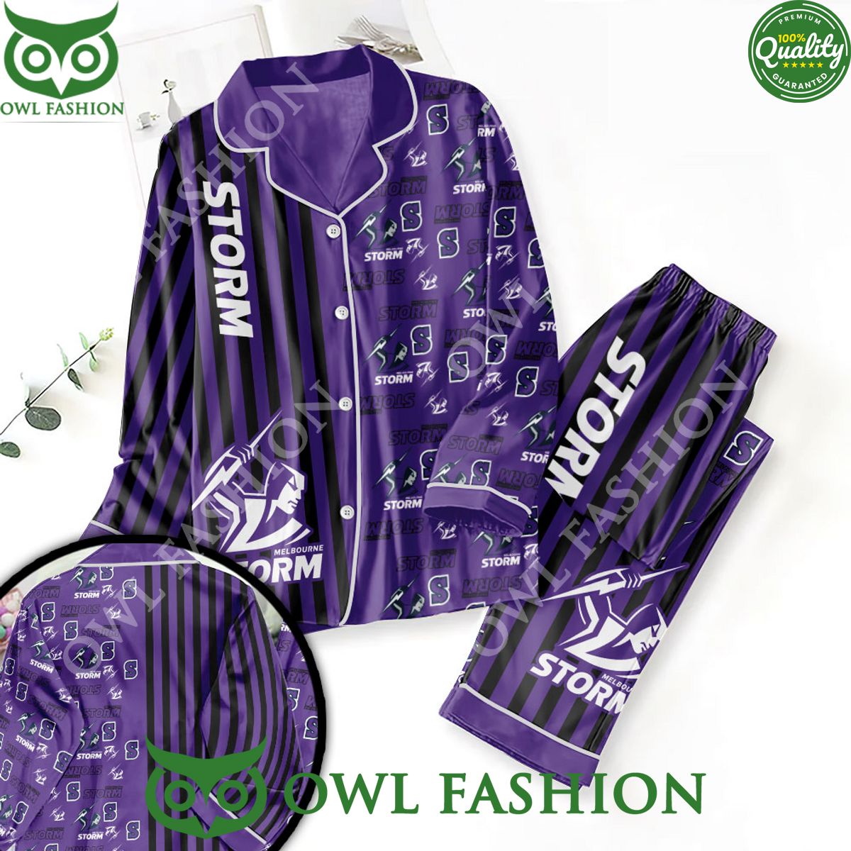 Melbourne Storm Rugby league team Button Down Purple - Adult & Kids T-Shirts, Sweatshirts & Hoodies apparel design preview 1