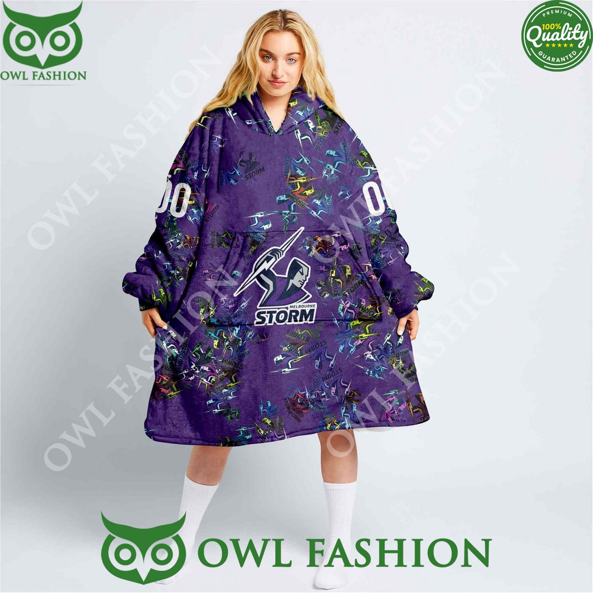 Melbourne Storm Team Logo Design Fleece Blanket - Adult & Kids T-Shirts, Sweatshirts & Hoodies apparel design preview 1