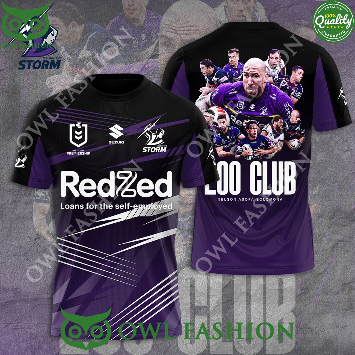 Melbourne Storm x Nelson Asofa Solomona Logo 3D - Adult & Kids T-Shirts, Sweatshirts & Hoodies apparel design preview 1
