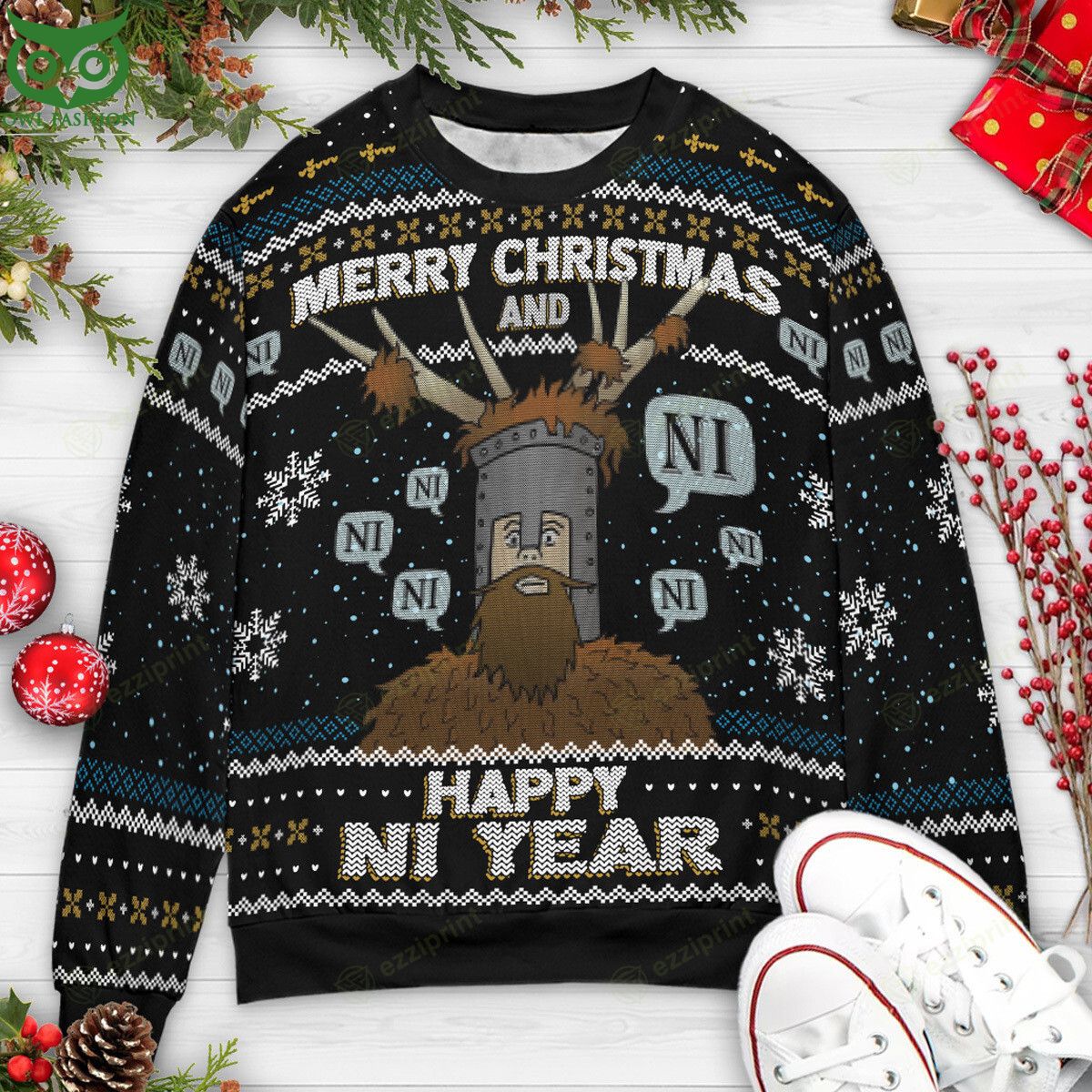Merry Christmas Happy Ni Year The Knights Who say - Adult & Kids T-Shirts, Sweatshirts & Hoodies apparel design preview 1