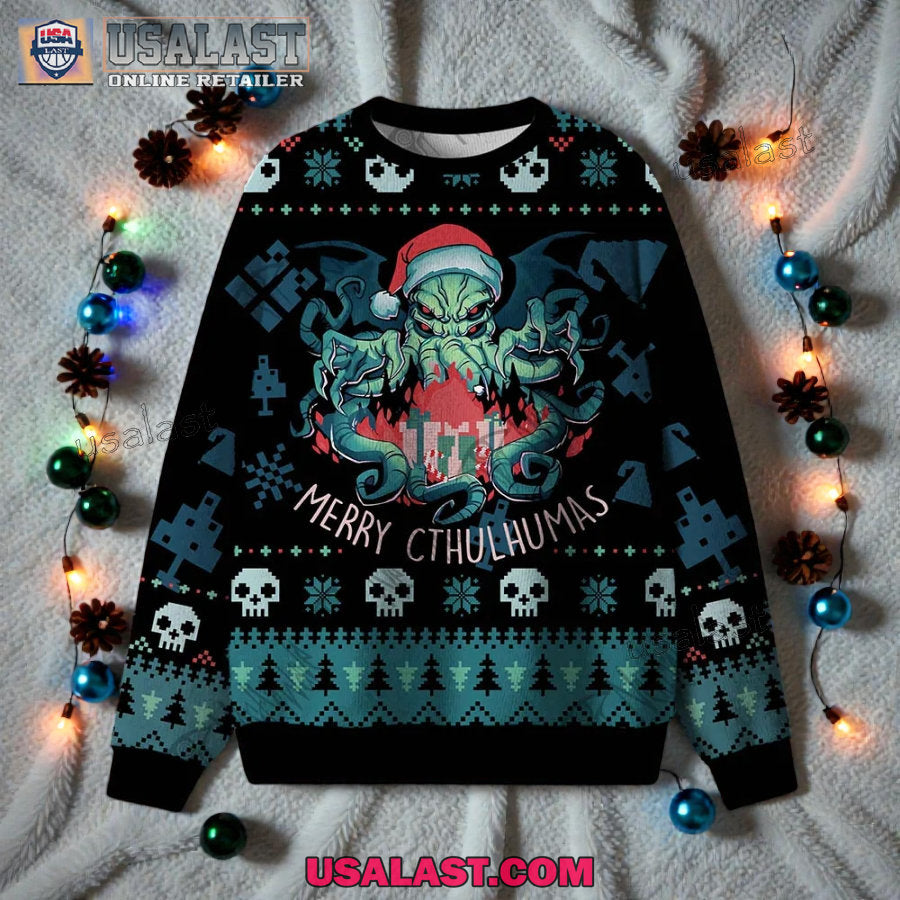 Merry Cthulhumas Ugly Christmas Sweater - Adult & Kids T-Shirts, Sweatshirts & Hoodies apparel design preview 1