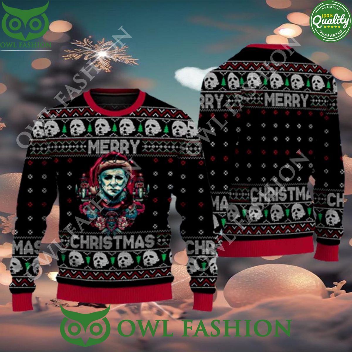 Merry Horror Christmas Premium Ugly Sweater Jumper - Adult & Kids T-Shirts, Sweatshirts & Hoodies apparel design preview 1