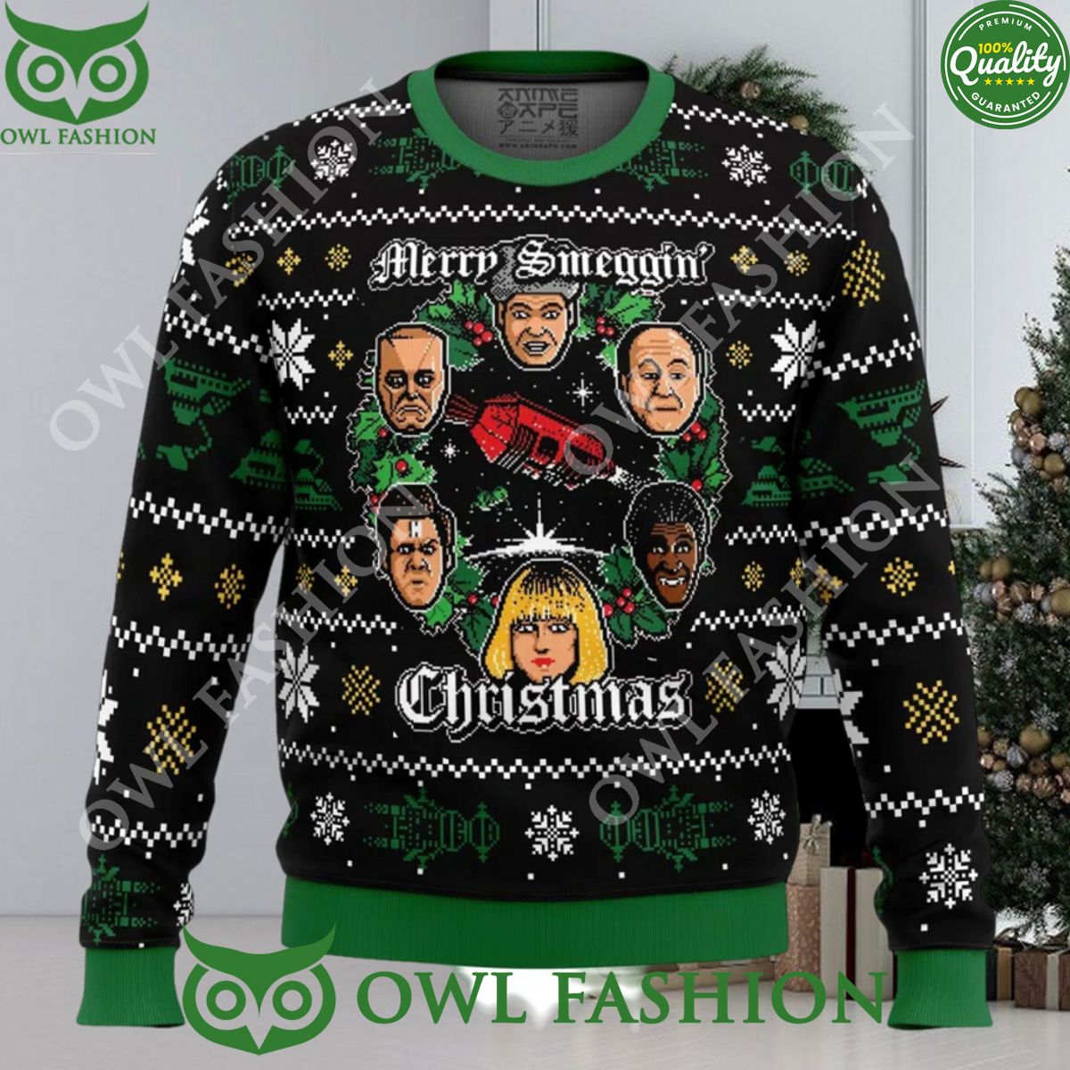 Merry Smeggin Christmas Red Dwarf Ugly Sweater Jumper - Adult & Kids T-Shirts, Sweatshirts & Hoodies apparel design preview 1
