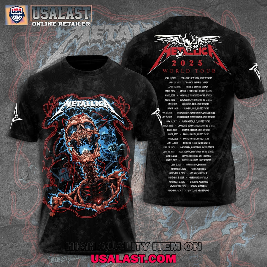 Metallica 2025 World Tour All Over Print - Adult & Kids T-Shirts, Sweatshirts & Hoodies apparel design preview 1