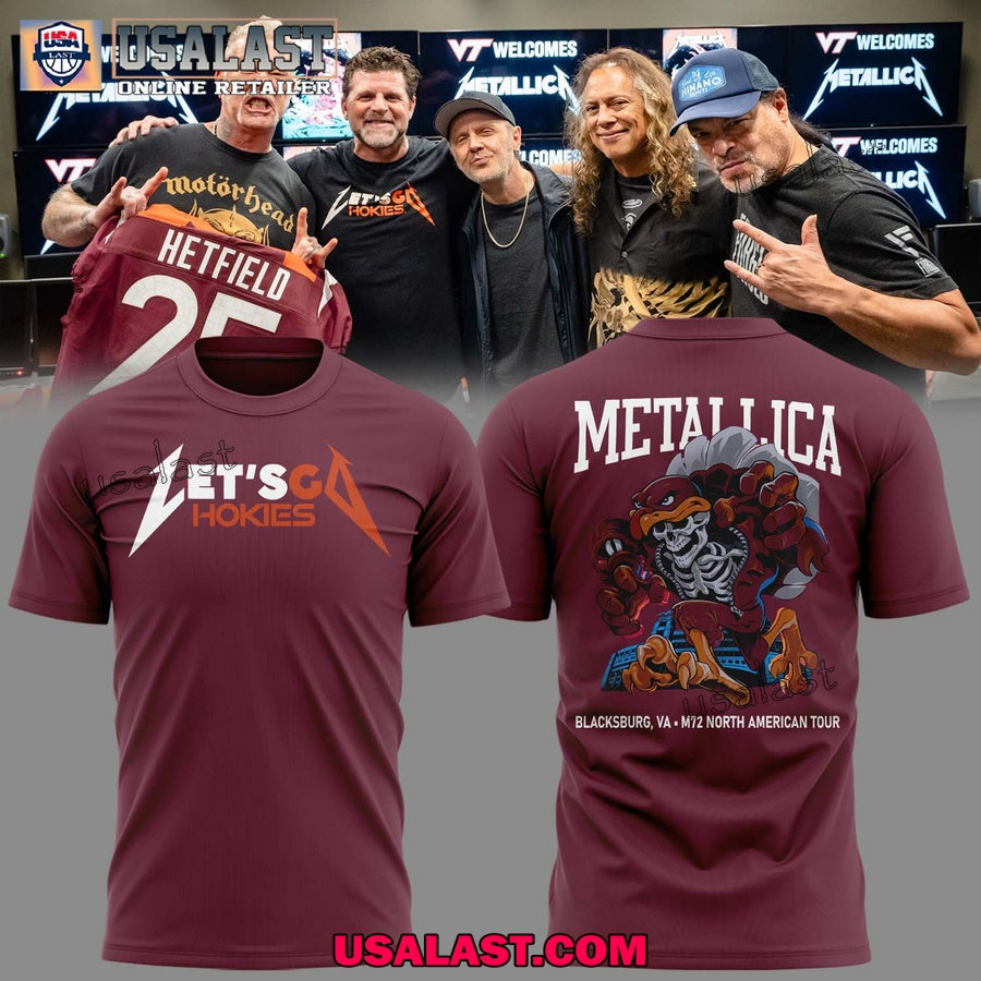 Metallica Let's Go Hokies Music Concert Maroon - Adult & Kids T-Shirts, Sweatshirts & Hoodies apparel design preview 1