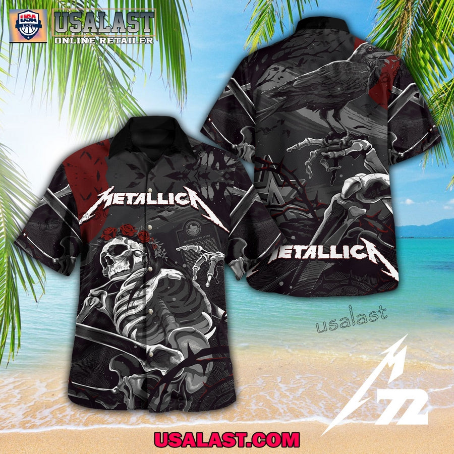Metallica M72 World Tour 2025 Skull Crow Hawaiian - Adult & Kids T-Shirts, Sweatshirts & Hoodies apparel design preview 1