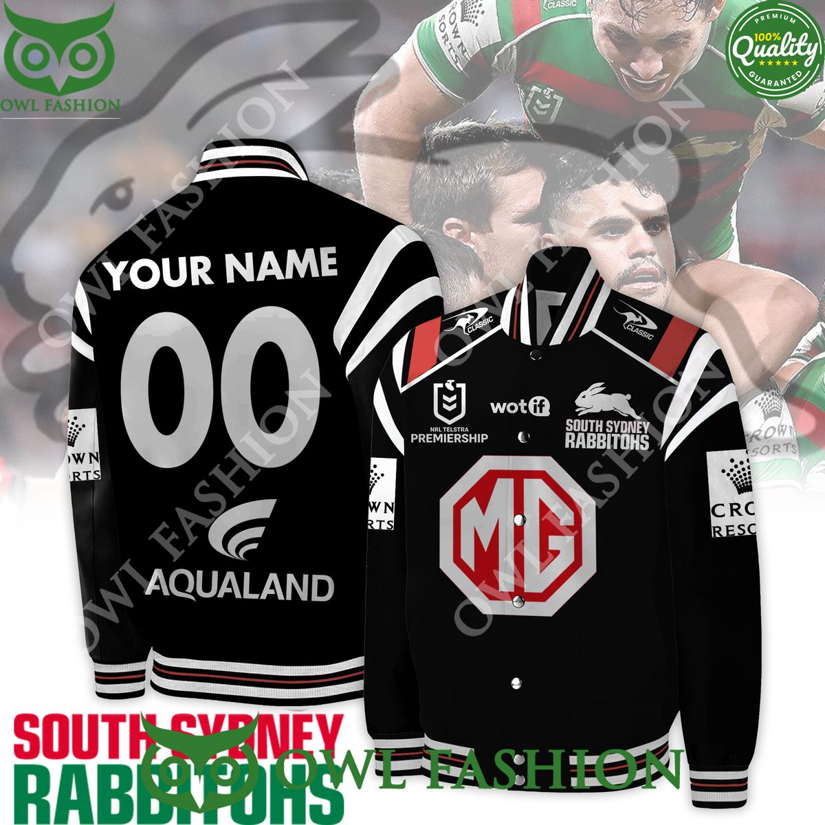 MG Logo South Sydney Rabbitohs NRL Custom Name and - Adult & Kids T-Shirts, Sweatshirts & Hoodies apparel design preview 1