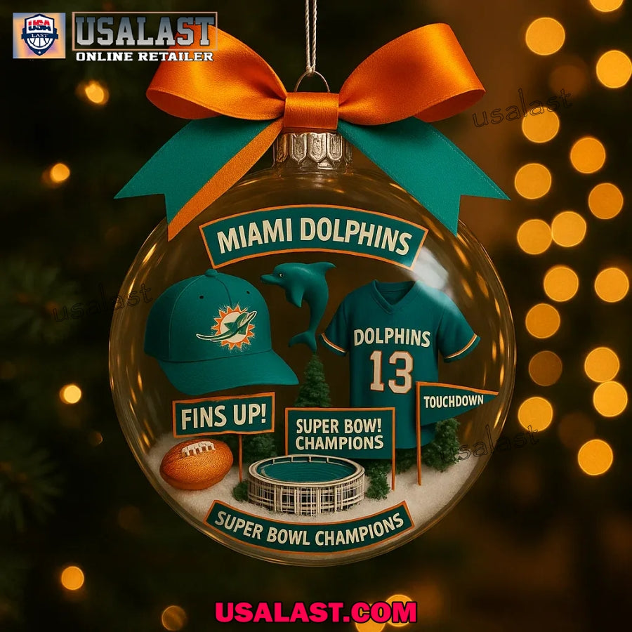 Miami Dolphins 60th Anniversary Christmas Ornament - Adult & Kids T-Shirts, Sweatshirts & Hoodies apparel design preview 1