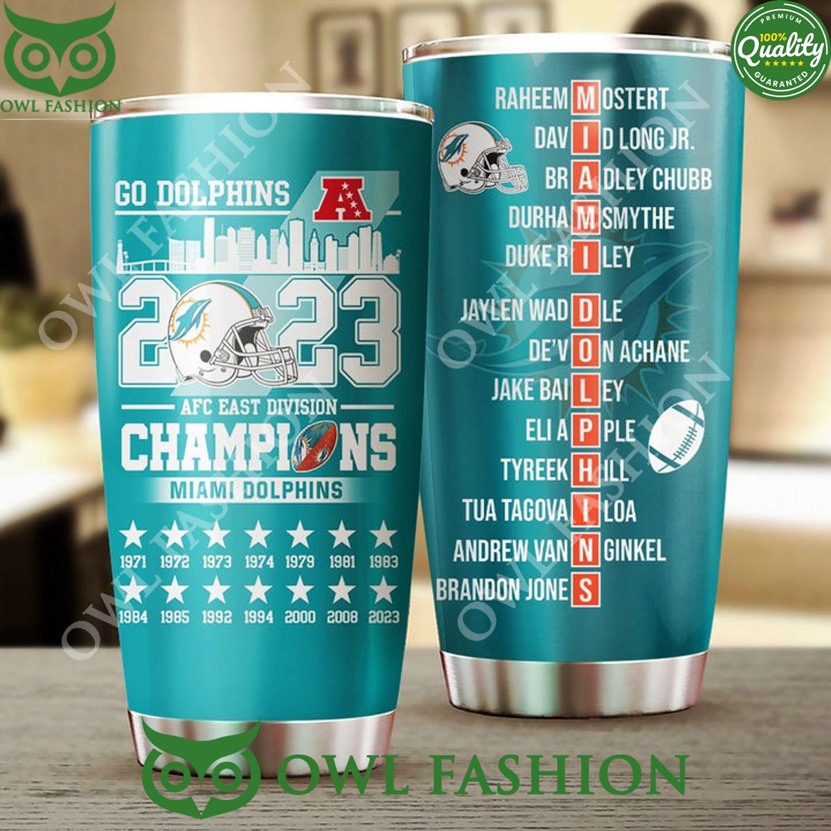 Miami Dolphins AFC East Division Champions Tumbler - Adult & Kids T-Shirts, Sweatshirts & Hoodies apparel design preview 1