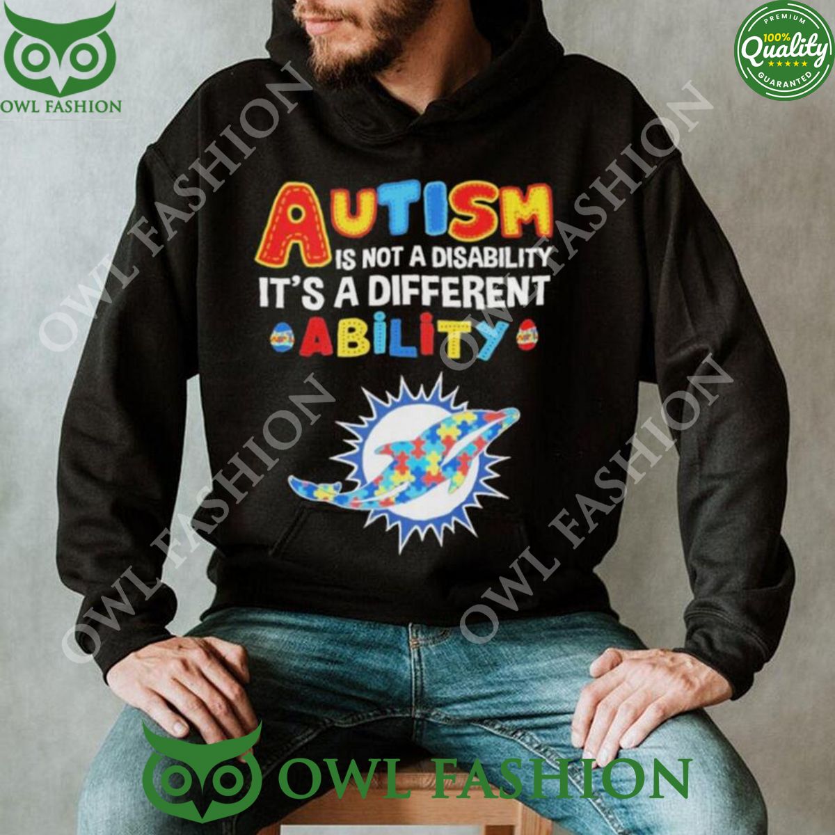Miami Dolphins Autism Its a Different 2024 - Adult & Kids T-Shirts, Sweatshirts & Hoodies apparel design preview 1