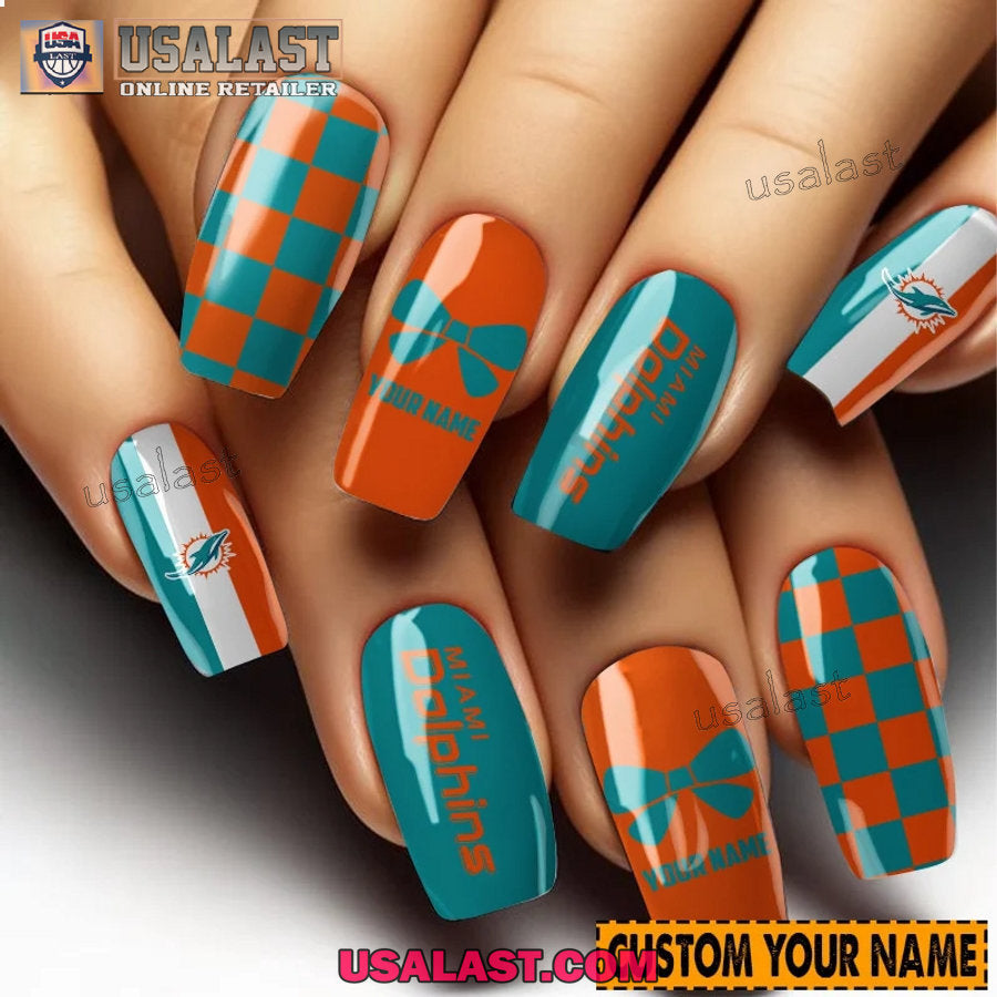 Miami Dolphins Women Custom Nails Set - Adult & Kids T-Shirts, Sweatshirts & Hoodies apparel design preview 1