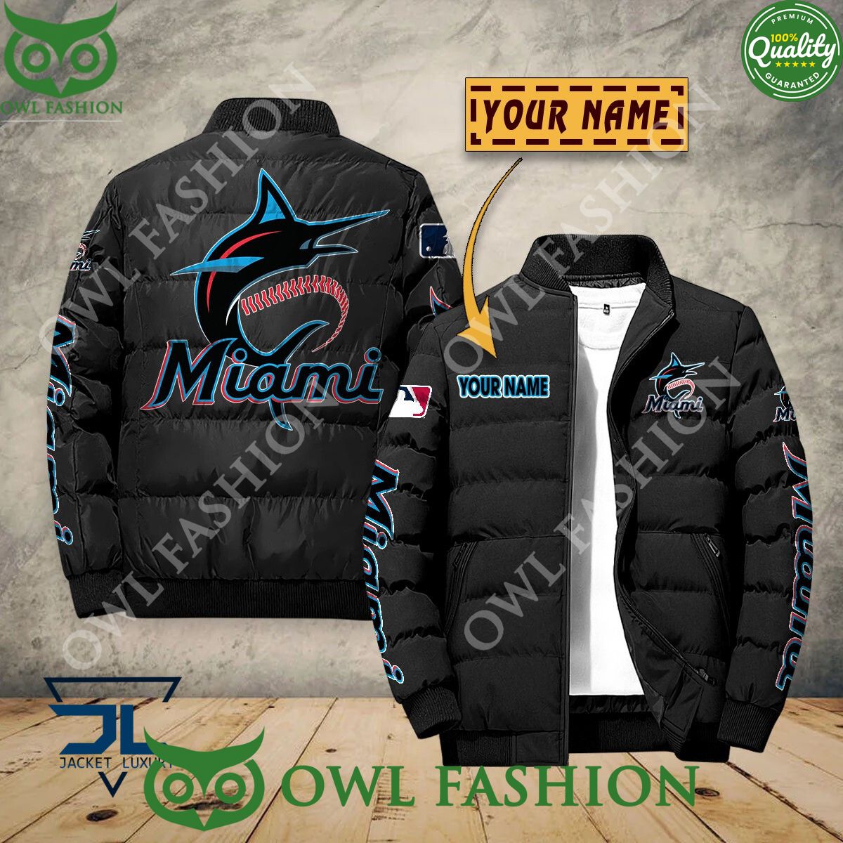 Miami Marlins Custom Name MLB Baseball Jacket Sport - Adult & Kids T-Shirts, Sweatshirts & Hoodies apparel design preview 1
