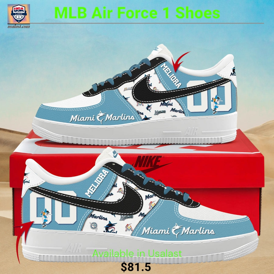 Miami Marlins Personalized Air Force 1 Shoes - Adult & Kids T-Shirts, Sweatshirts & Hoodies apparel design preview 1
