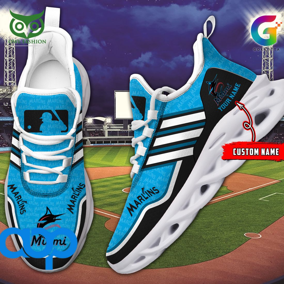 Miami Marlins MLB Personalized New Max Soul Sneaker - Adult & Kids T-Shirts, Sweatshirts & Hoodies apparel design preview 1