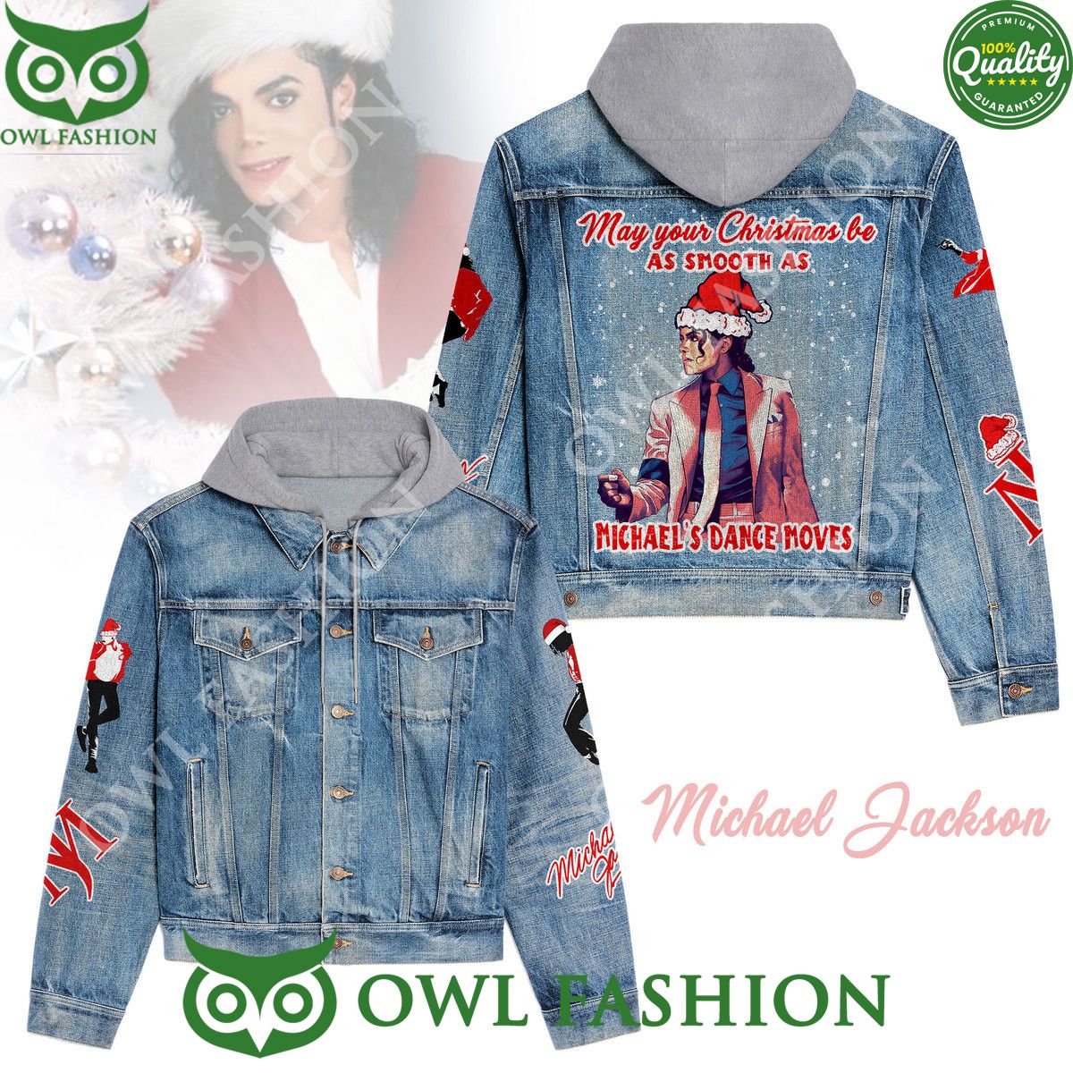 Michael Dance Moves smooth as Jean Denim Hood Jacket - Adult & Kids T-Shirts, Sweatshirts & Hoodies apparel design preview 1