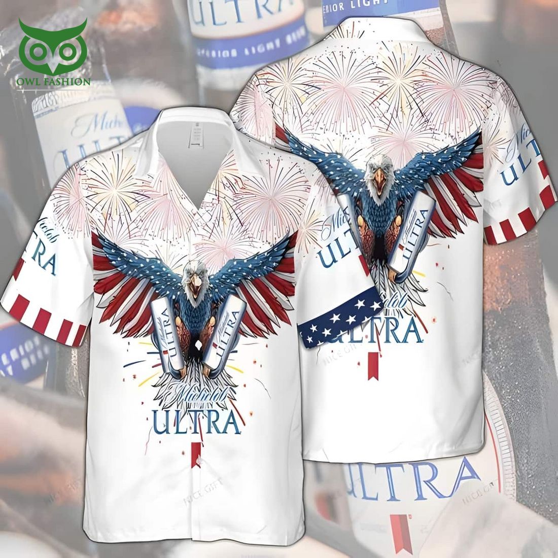 Michelob Ultra Beer Bald Eagle Fireworks 4th Of July - Adult & Kids T-Shirts, Sweatshirts & Hoodies apparel design preview 1