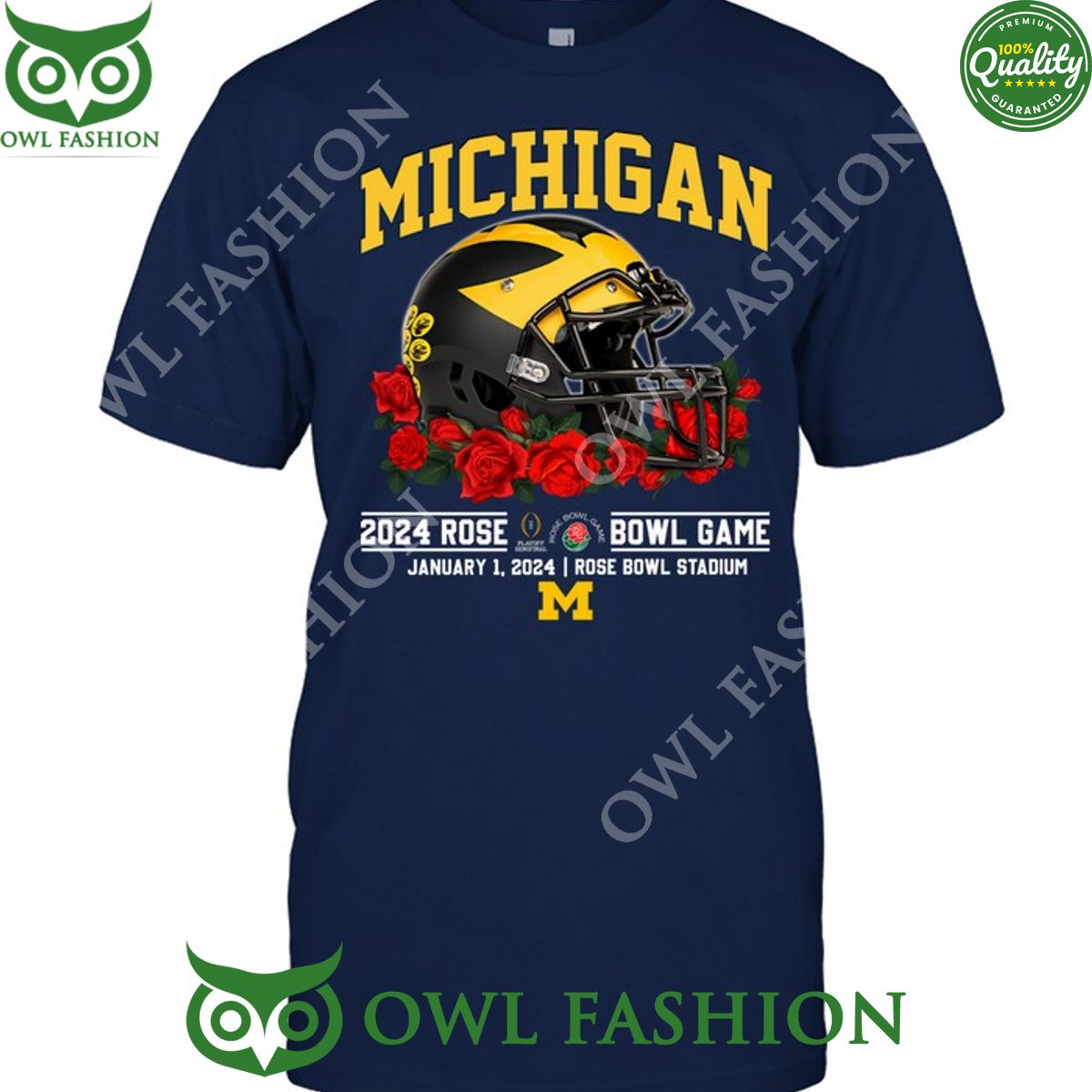 Michigan 2024 Rose Bowl Game January Helmet Vs - Adult & Kids T-Shirts, Sweatshirts & Hoodies apparel design preview 1