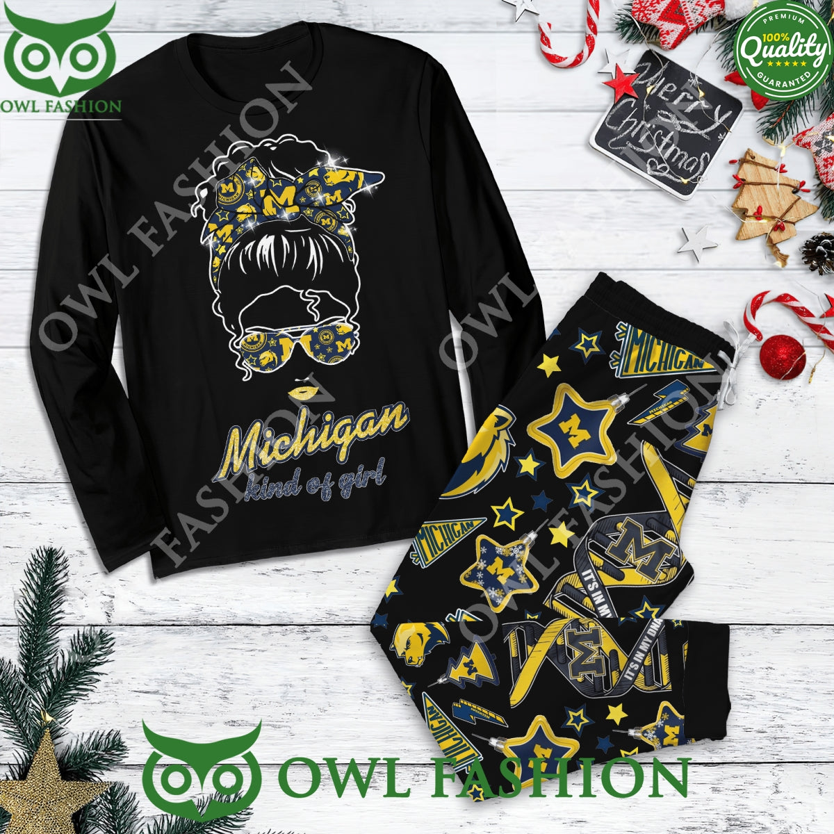 Michigan Kind of Girl Merry Christmas Black - Adult & Kids T-Shirts, Sweatshirts & Hoodies apparel design preview 1