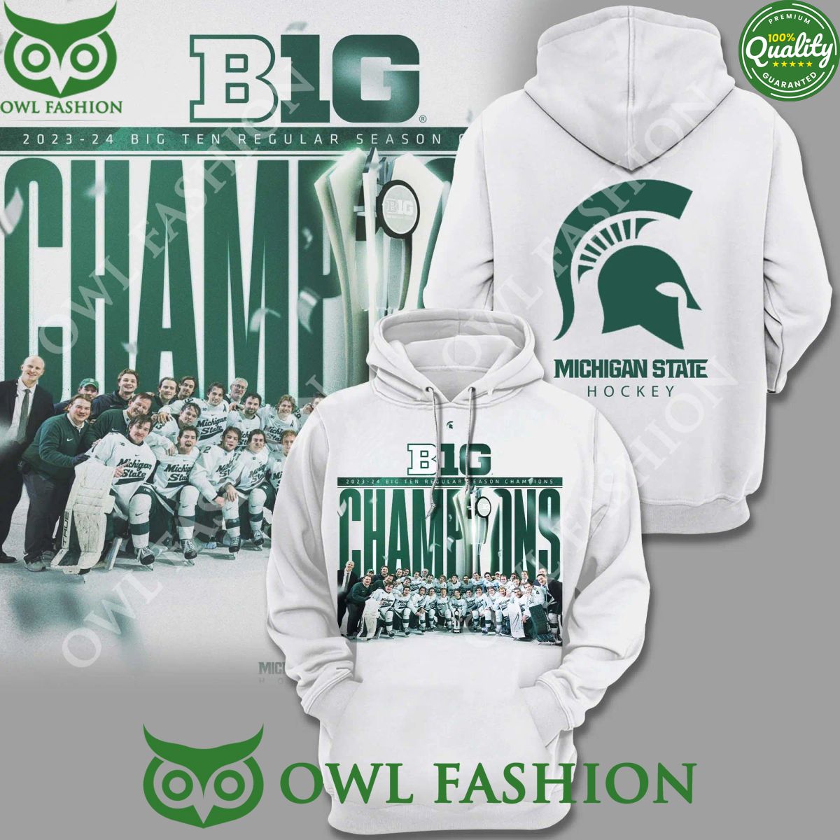 Michigan State Spartans Hockey Big champions 2024 Ten - Adult & Kids T-Shirts, Sweatshirts & Hoodies apparel design preview 1