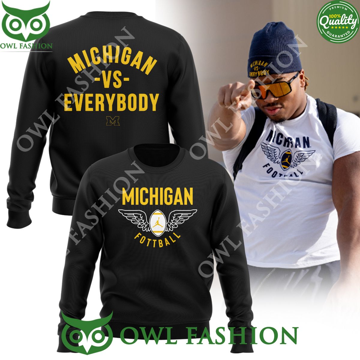 Michigan Vs Everybody Football Black Ugly Sweater - Adult & Kids T-Shirts, Sweatshirts & Hoodies apparel design preview 1