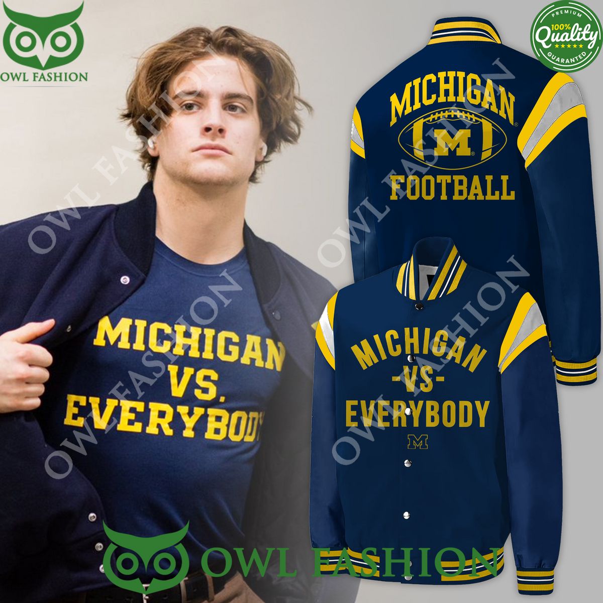 Michigan Vs Everybody Football Bomber Jacket - Adult & Kids T-Shirts, Sweatshirts & Hoodies apparel design preview 1