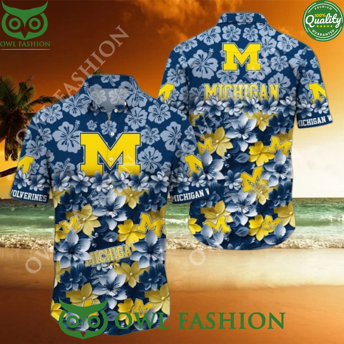 Michigan Wolverines 2024 NCAA Hawaiian Floral Flower - Adult & Kids T-Shirts, Sweatshirts & Hoodies apparel design preview 1
