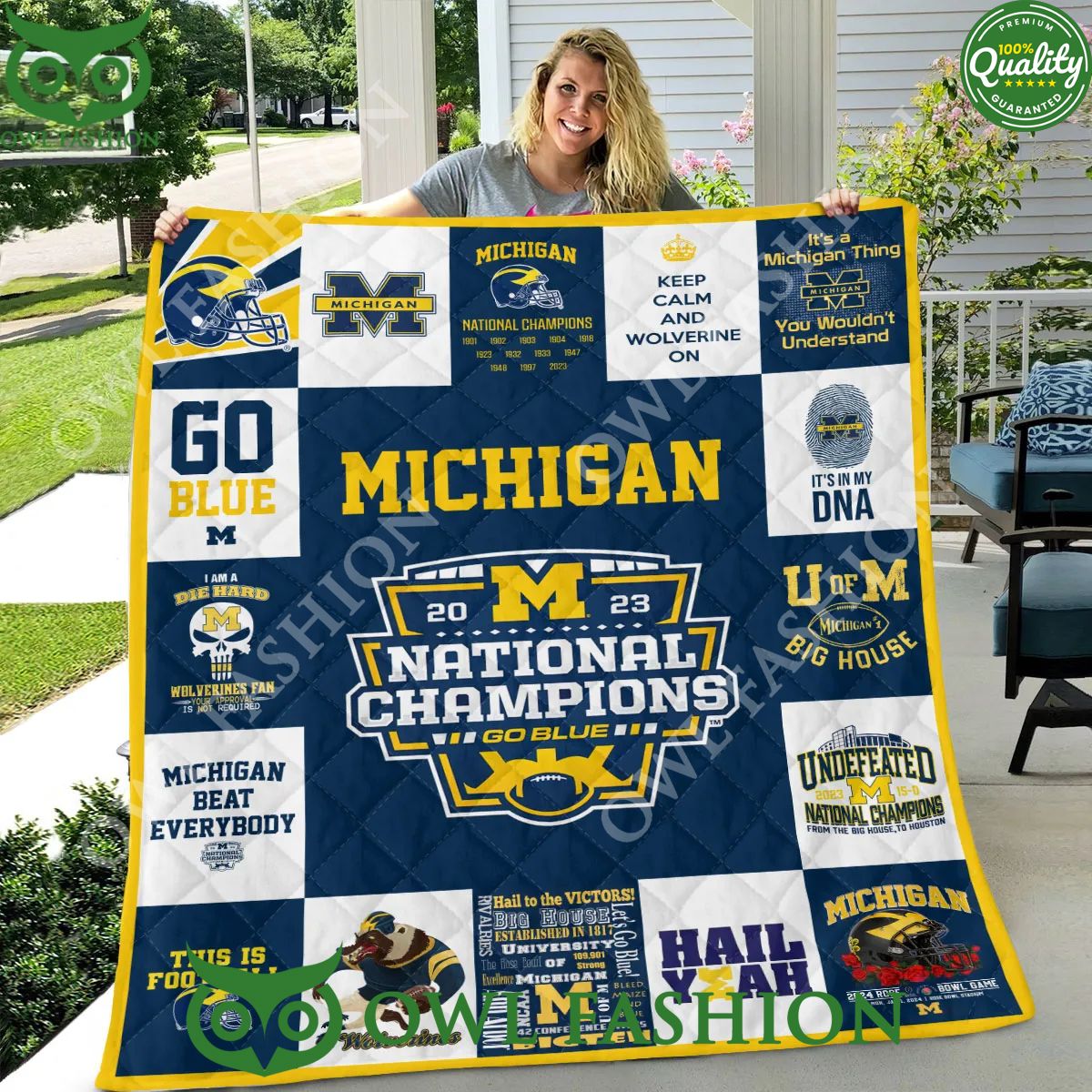 Michigan Wolverines 23 24 National Champions Quilt - Adult & Kids T-Shirts, Sweatshirts & Hoodies apparel design preview 1