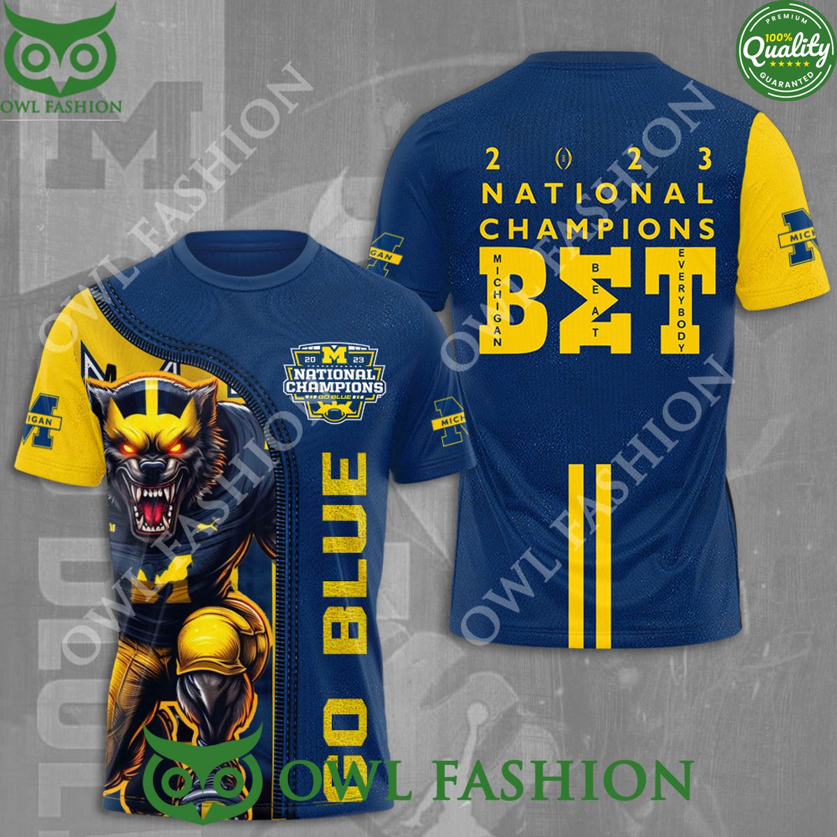 Michigan Wolverines Football 3D Beat Everybody 2023 - Adult & Kids T-Shirts, Sweatshirts & Hoodies apparel design preview 1