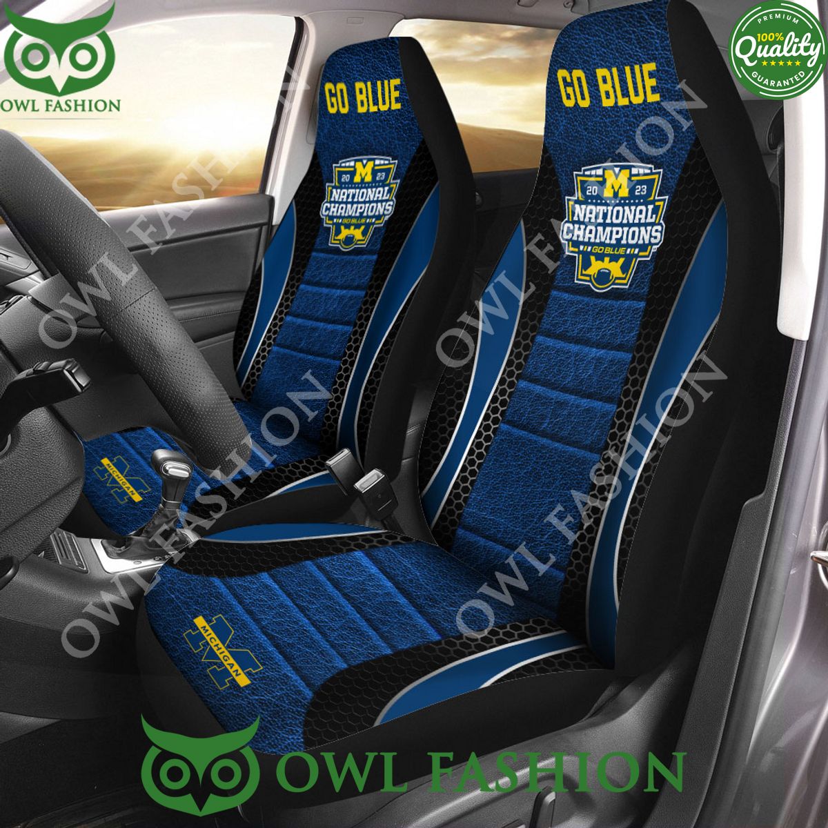 Michigan Wolverines Football Go Blue Car Seat Cover - Adult & Kids T-Shirts, Sweatshirts & Hoodies apparel design preview 1