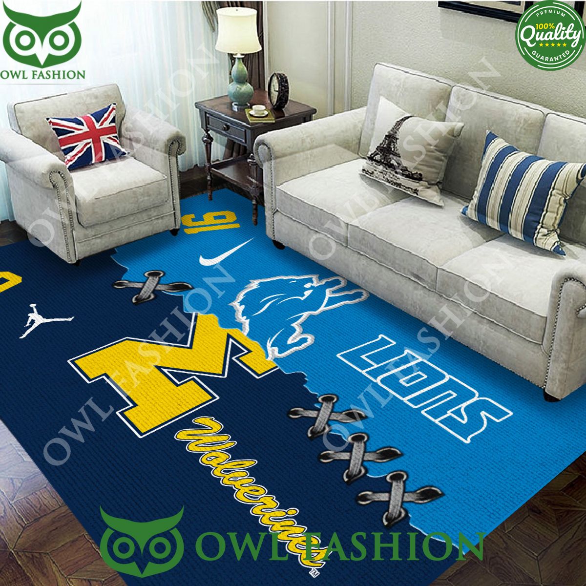 Michigan Wolverines Football x Detroit Lions Carpet - Adult & Kids T-Shirts, Sweatshirts & Hoodies apparel design preview 1