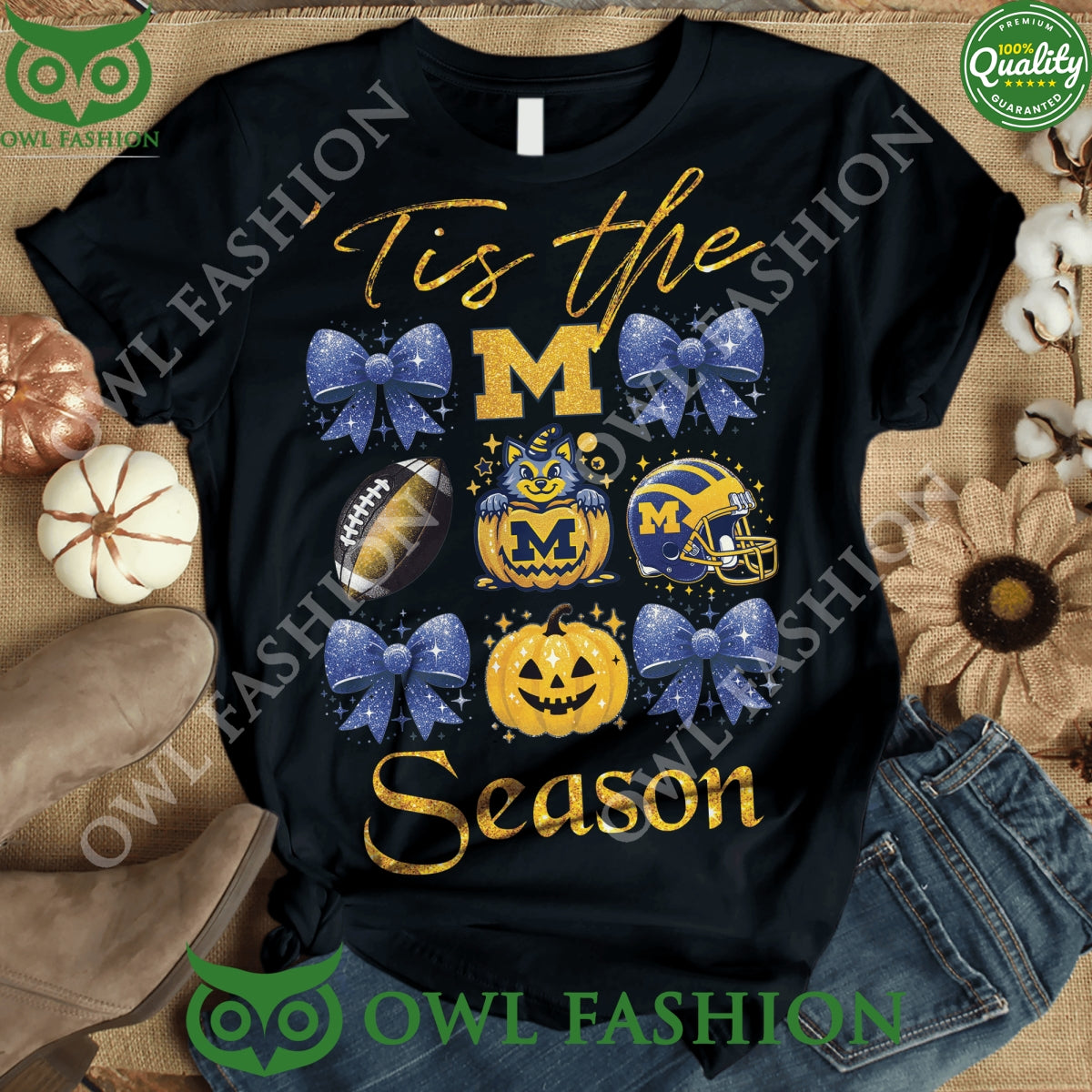 Michigan Wolverines Tis the Season Halloween Black - Adult & Kids T-Shirts, Sweatshirts & Hoodies apparel design preview 1