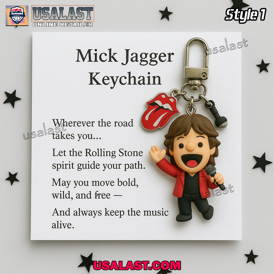 Mick Jagger Memorial Keyring Keychain - Adult & Kids T-Shirts, Sweatshirts & Hoodies apparel design preview 1