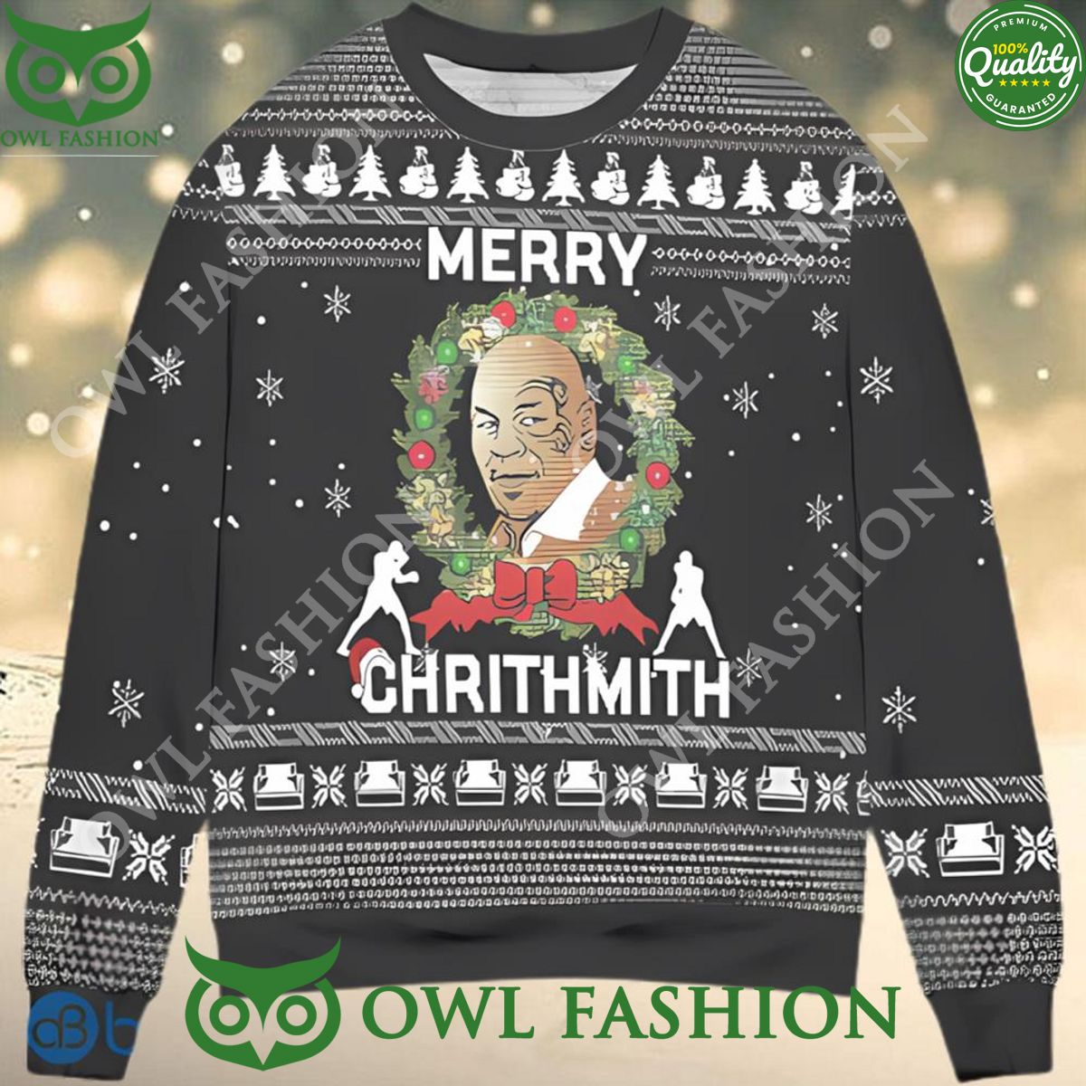 Mike Tyson Merry Chrithmith Ugly Christmas Sweater - Adult & Kids T-Shirts, Sweatshirts & Hoodies apparel design preview 1