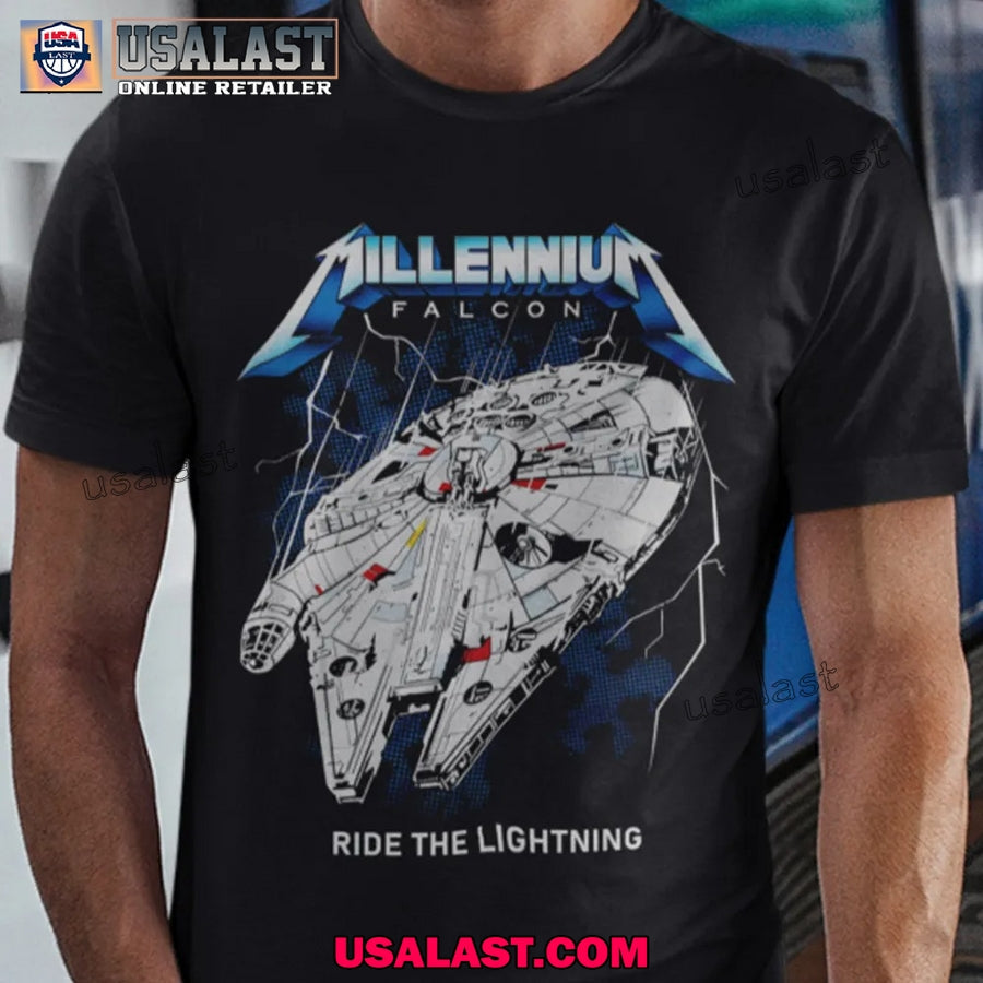 Millennium Falcon Ride The Lightning - Adult & Kids T-Shirts, Sweatshirts & Hoodies apparel design preview 1