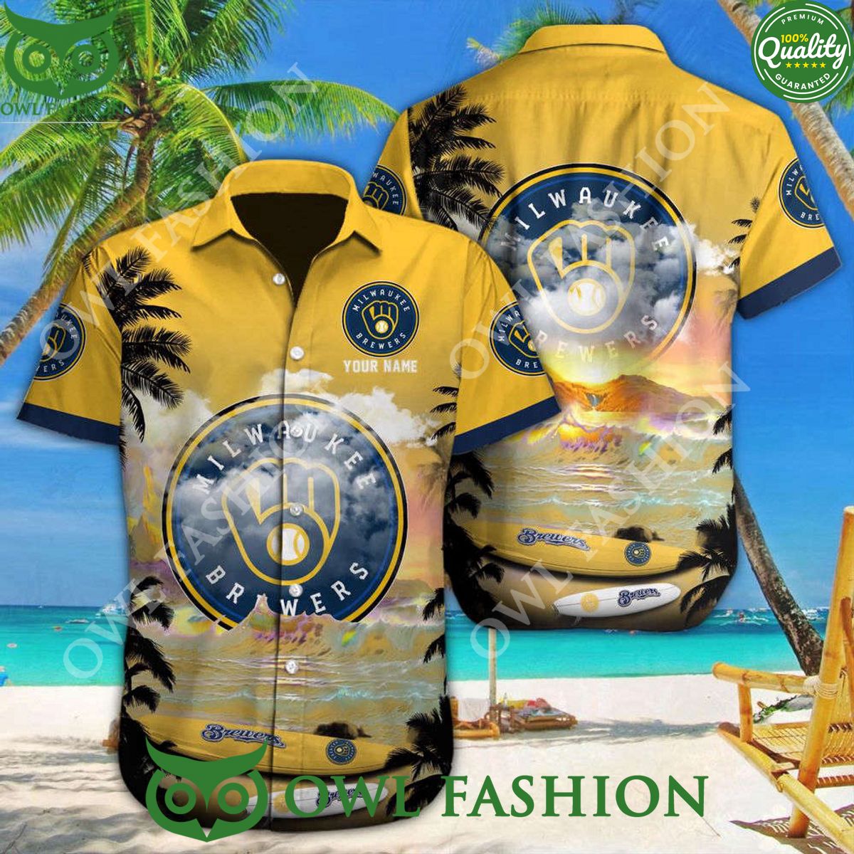 Milwaukee Brewers Beach Vibe Aloha Customized MLB - Adult & Kids T-Shirts, Sweatshirts & Hoodies apparel design preview 1