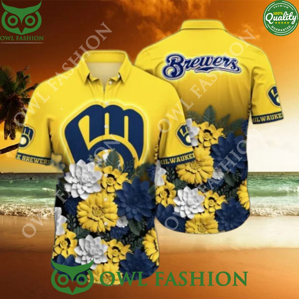 Milwaukee Brewers MLB Flower Beach Vibe Premium - Adult & Kids T-Shirts, Sweatshirts & Hoodies apparel design preview 1