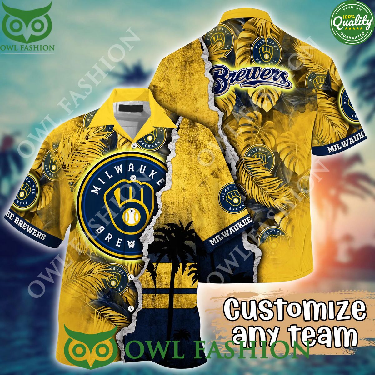Milwaukee Brewers MLB Hawaiian Aloha Summer - Adult & Kids T-Shirts, Sweatshirts & Hoodies apparel design preview 1