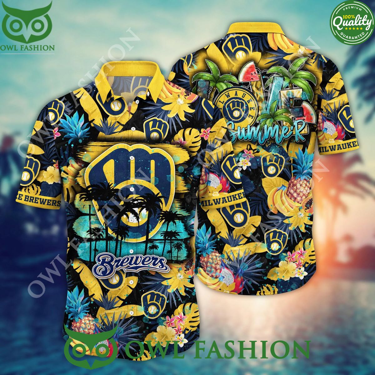 Milwaukee Brewers MLB Hawaiian Warm Days Aloha - Adult & Kids T-Shirts, Sweatshirts & Hoodies apparel design preview 1