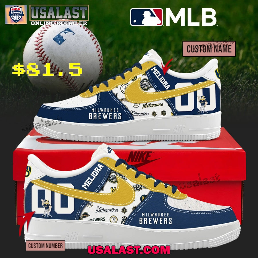 Milwaukee Brewers Personalized Air Force 1 Shoes - Adult & Kids T-Shirts, Sweatshirts & Hoodies apparel design preview 1