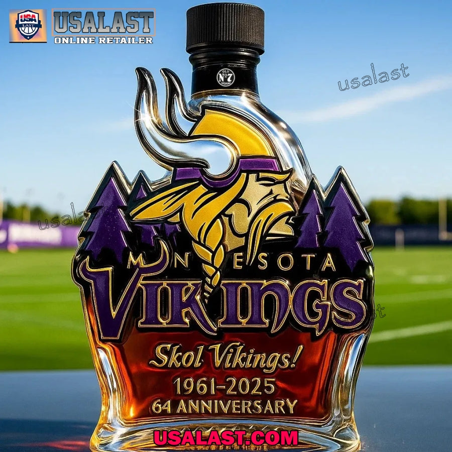 Minnesota Vikings 64th Anniversary Whisky Bottle - Adult & Kids T-Shirts, Sweatshirts & Hoodies apparel design preview 1