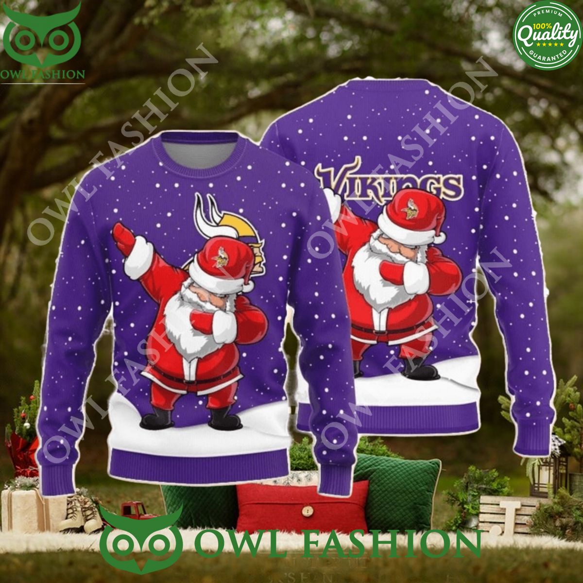 Minnesota Vikings Dab Santa New Style Sweater Jumper - Adult & Kids T-Shirts, Sweatshirts & Hoodies apparel design preview 1