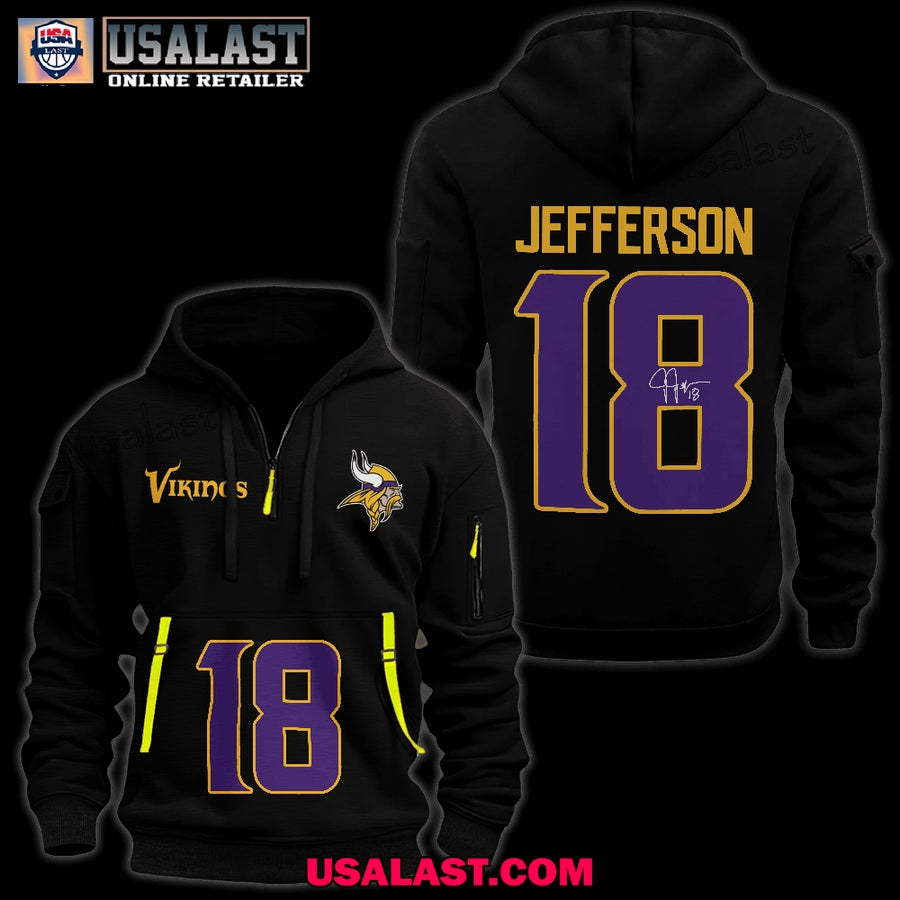 Minnesota Vikings JJ18 Black Heavy Zip - Adult & Kids T-Shirts, Sweatshirts & Hoodies apparel design preview 1