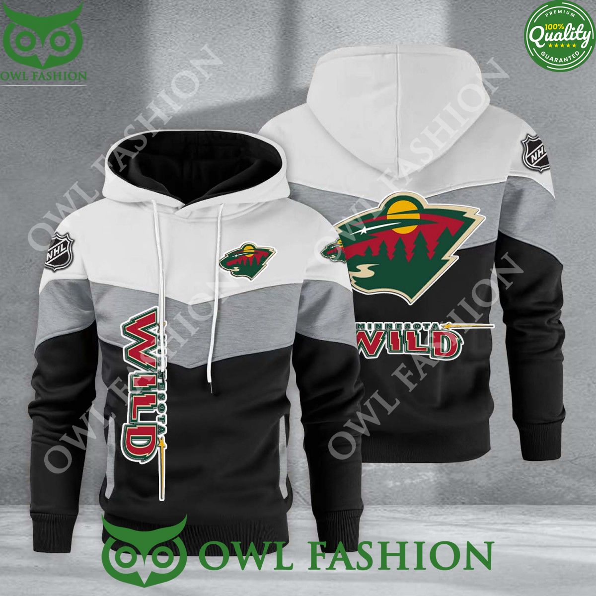 Minnesota Wild NHL Hockey Black White Printed - Adult & Kids T-Shirts, Sweatshirts & Hoodies apparel design preview 1