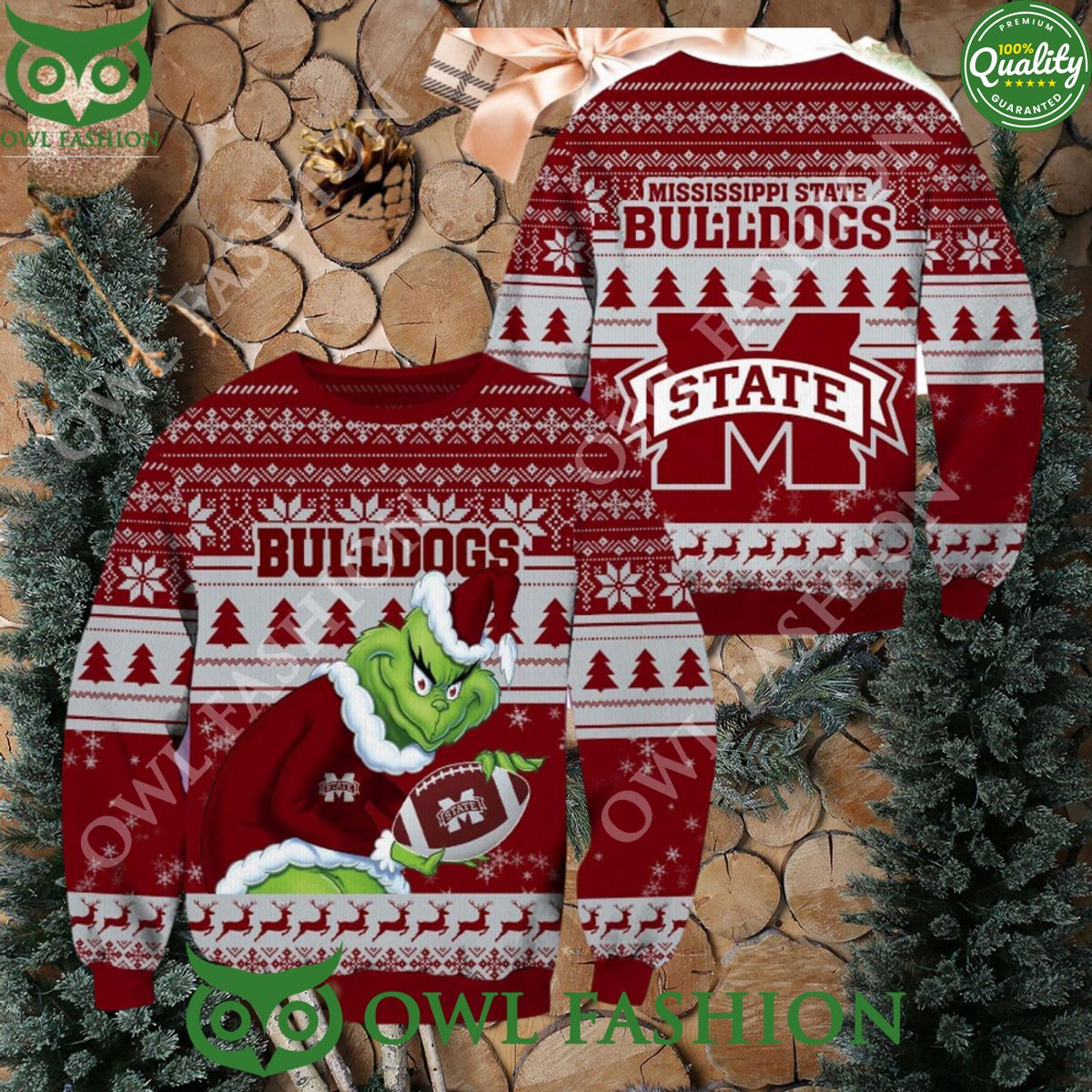 Mississippi State Bulldogs NCAA Grinch Hug Logo Ugly - Adult & Kids T-Shirts, Sweatshirts & Hoodies apparel design preview 1